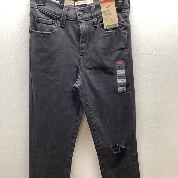 Levi’s Premium Size 26X32 -724 High Rise Slim Straight Womens Black Jeans. New - Picture 2 of 8